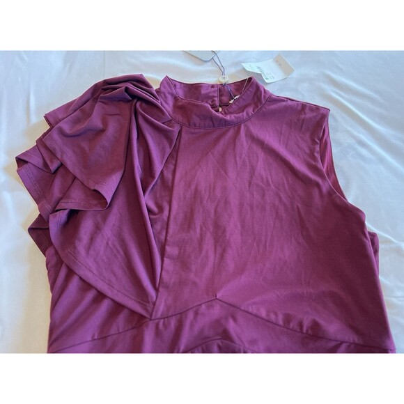 NWT Kimi And Kai Maternity Josephine Ruffle Sheath Dress Size Small Maroon Wine - Picture 8 of 8